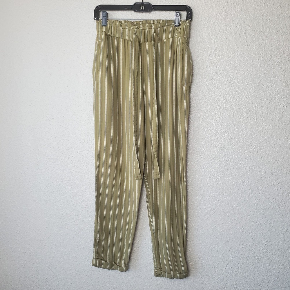 so good for life high Rise Striped tapered pants size M women loose olive green
